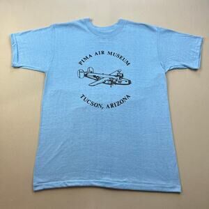 Vintage Airplane T-Shirt Adult Small Blue Pima Air Museum Arizona Pilot Flying